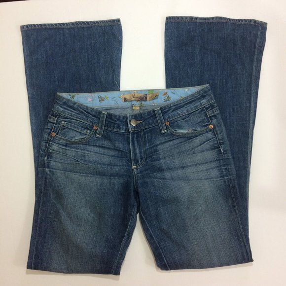 Paige Womens Flare Leg Jeans Sz 27 Low Rise Bell Canyon Bell Bottoms Medium Wash - Picture 2 of 8